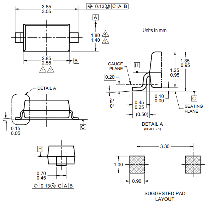 Mechanical Drawing - Taiwan Semiconductor MMSZ4X Zener Diodes